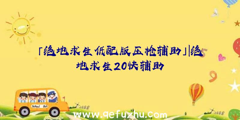 「绝地求生低配版压枪辅助」|绝地求生20快辅助